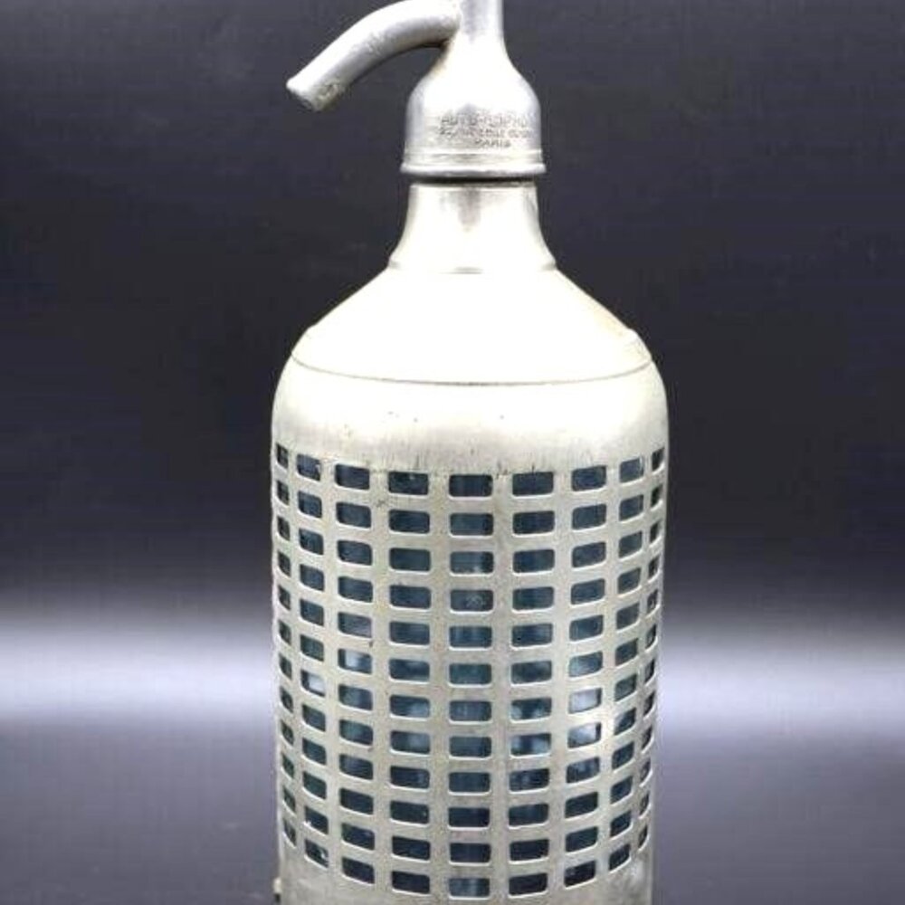 English Mesh Wrapped SYPHON Spritz Bottle Carbon Water Bottle Vintage Bottle Bar